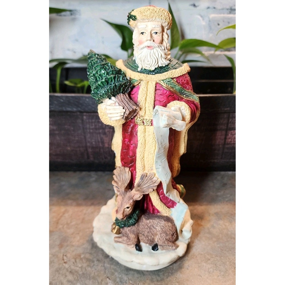 Vintage Windsor Collection Santa Collectible 10" Santa W/ Reindeer Figure (S59)